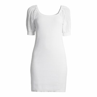 open lace back dress Floral Print Puff Sleeve Mini Dress w/ Ribbed Trim Medium