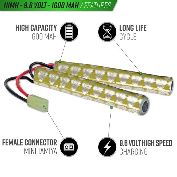 Batería y cargador inteligente Umarex 9.6v 1600mAh NIMH Airsoft - Elite Force Foto 2 de 4