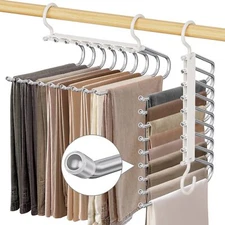 Upgrade 9 Layers Pants Hangers Space Saving, 2 Pack Pant Hangers Organizer Mu...