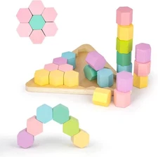 Hexablox 21pcs - Wooden Stacking Blocks - Montessori Wooden Toddler Toys for B11