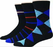 Hanes Premium Men's Dress Crew Sock Shoe Size 6-12 Argyle Stripe Dots 3-Pairs