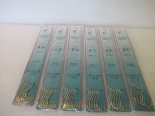 36 SNELLED FISH HOOKS (6 PKS X 6 EA) NICKEL OCTOPUS MONO LEADER 7" PICK SZ