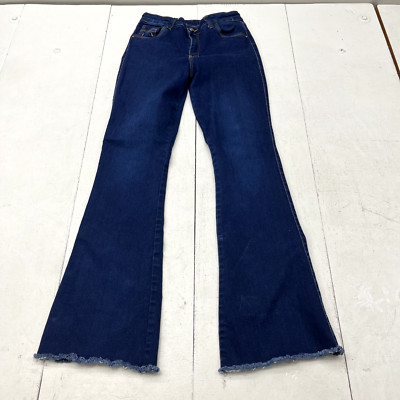 JV Denim Dark Blue Fringe Edge Bootcut Flare Jeans Women's Size 12