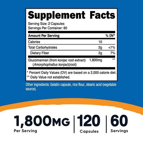 Glucomannan Konjac Root Extract 1800mg-Weight Management,Suppress Appetite,Detox - Picture 2 of 13