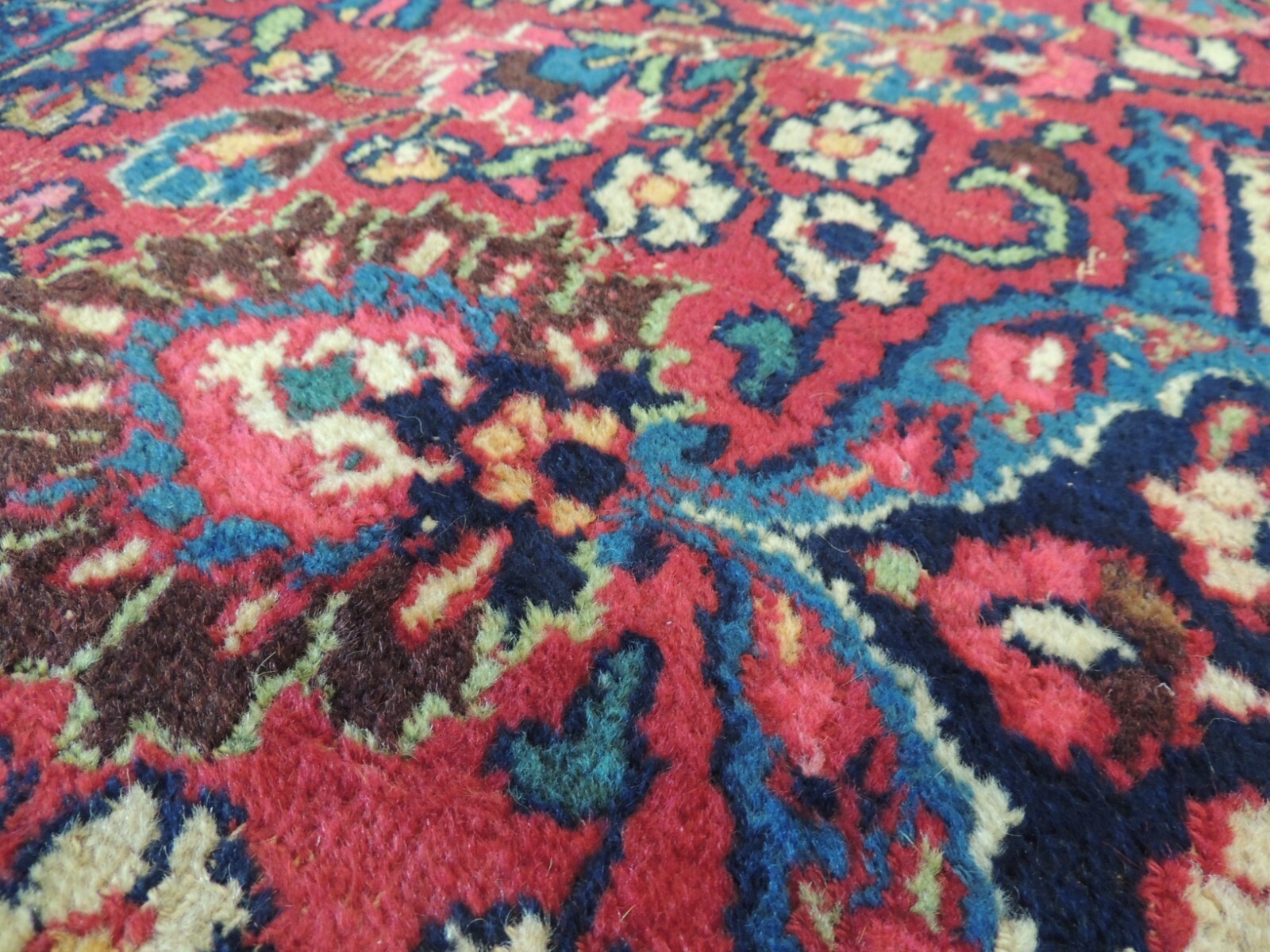 9x12 10x12 Antique Kashaan Oriental "Ralph Lauren Style" rug Red Blue Navy Worn eBay