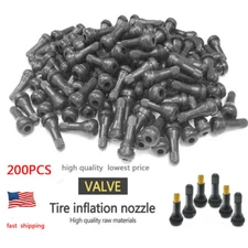 200Pcs Car Auto TR 413 Short Rubber Tubeless Snap-In Tyre Tire Valve Stems Black