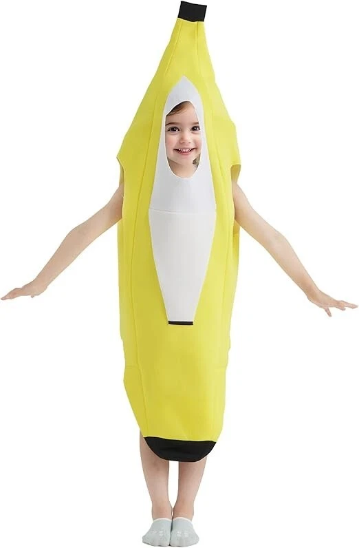 Kids Banana Costume Boys Girls Halloween Banana Costume Cosplay Dress Up 5-10T - Image 4 of 4