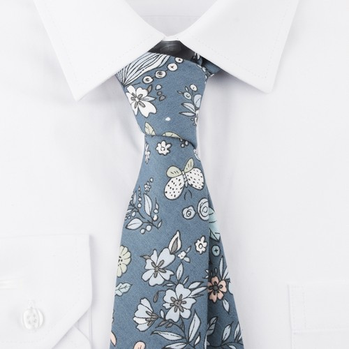 Men's Cotton 6CM Skinny Flower Necktie Wedding Business Formal Floral Neck Tie - Photo 5/10