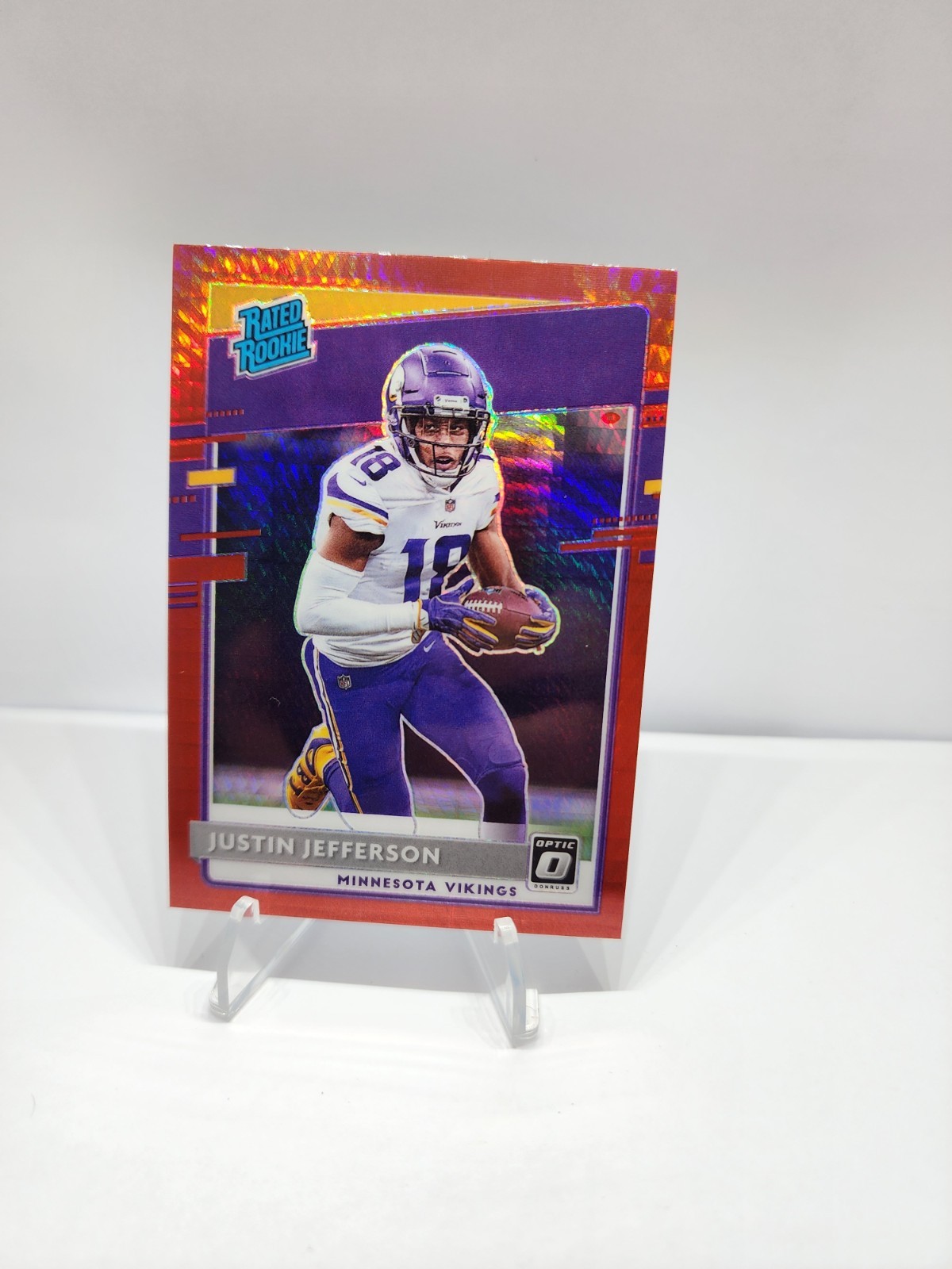 2020 Donruss Optic - Rated Rookies Justin Jefferson #163 Red Hyper Prizm (RC)