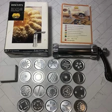 Marcato Biscuit Maker Machine 20 Discs Hand Press Cookie Barely Used Italy