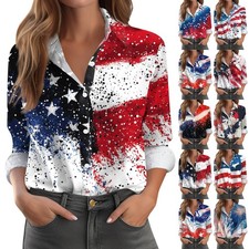 Women's Shirt Blouse Print Button Long Sleeve Casual Basic Shirt Collar Regular