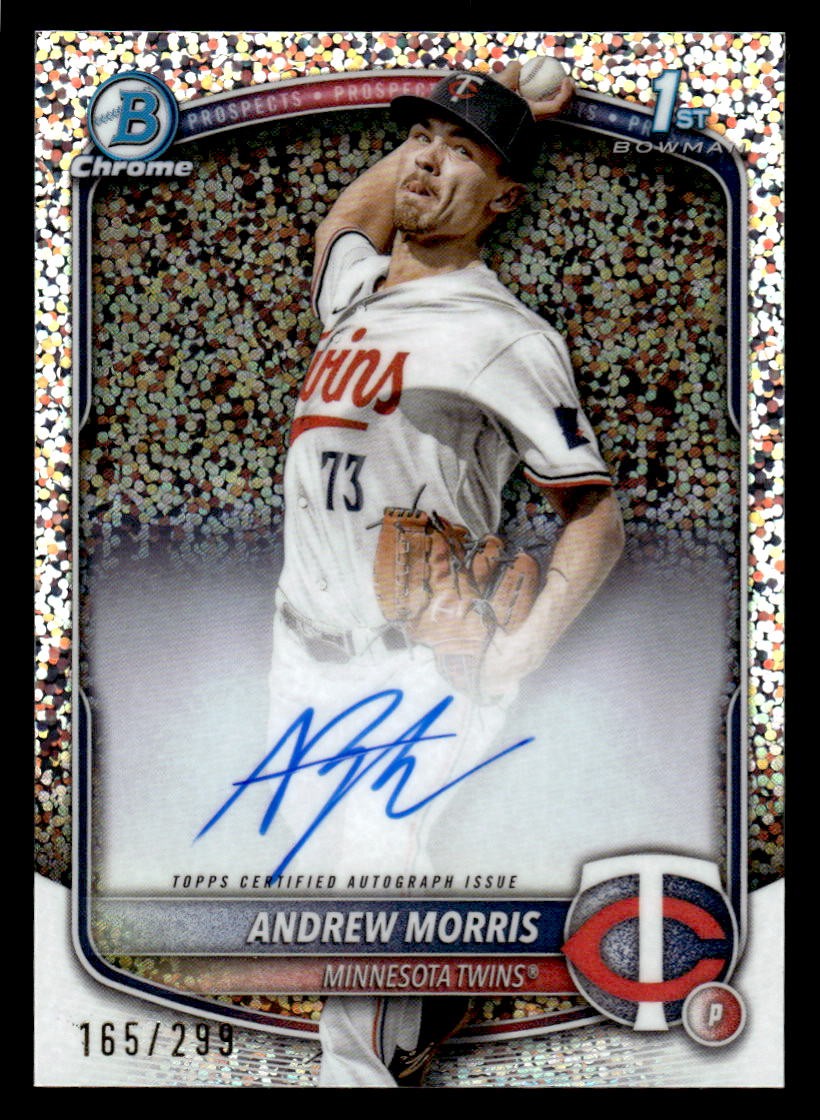 Andrew Morris 2025 Bowman #CPA-AMO Chrome Prospect Auto Speckle Refractor #/299
