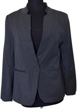 Old Navy Dark Gray Collarless Twill Blazer Jacket Women's Size M READ 