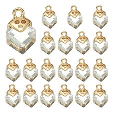 40 Pcs Rhinestone Charm Cubic Zirconia Square Crystal, Gray