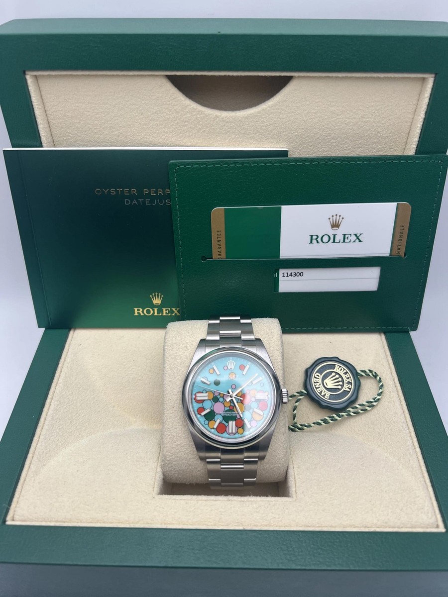 Rolex Oyster Perpetual 114300 39mm Custom Celebration Dial Box