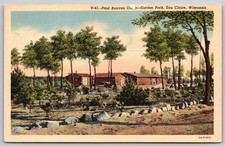 Paul Bunyan Camp Carson Park Eau Claire Wisconsin Linen Postcard 1937 AA589