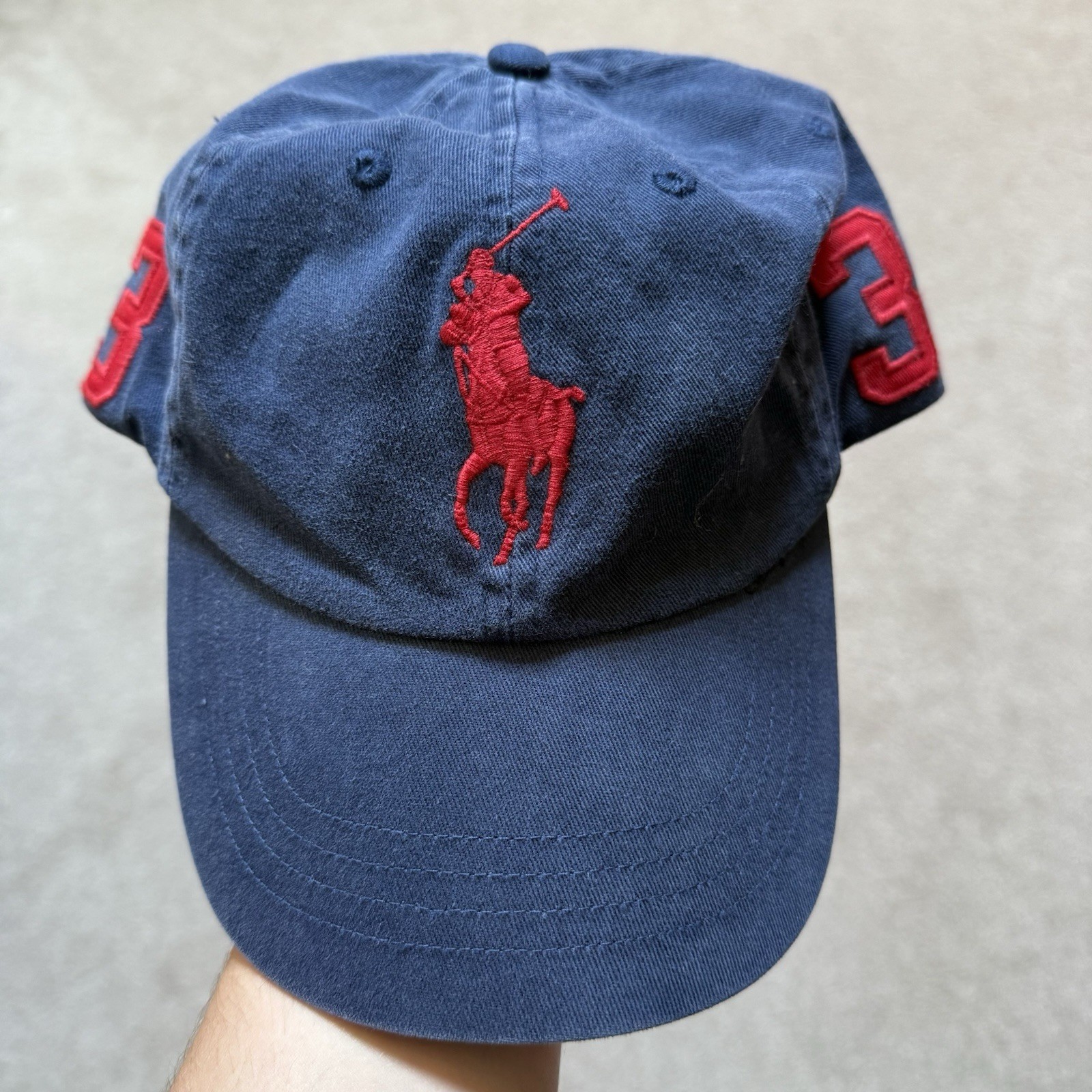 Polo Ralph Lauren Cappello Berretto Big Pony Rosso Blu Cinturino Schiena Regolabile #3