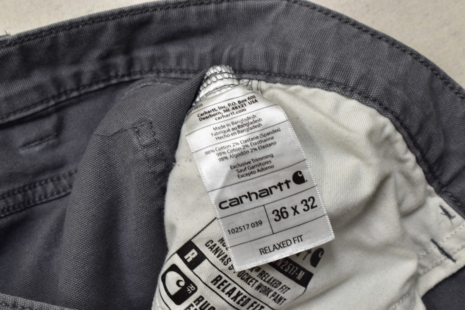 Carhartt Men's Rugged Flex Relaxed Fit Canvas 5-Pocket Work Pant Gray 36x32 thumbnail 4