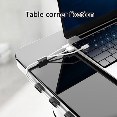 5Pcs Cable Clamp Data Line Fixer Holder Cylindrical Wire Management Clip Desktop