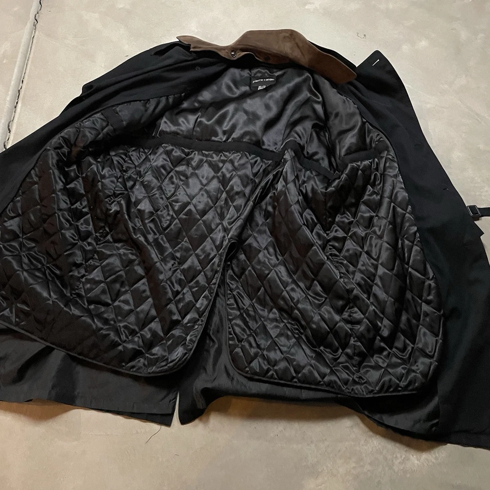 Gabardina vintage Pierre Cardin años 90 doble pecho talla 42 cuello de cuero XL Foto 2 de 4