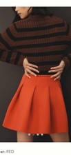 NWT Anthropologie Maeve Pleated Scuba Mini Skirt size Large Red Preppy