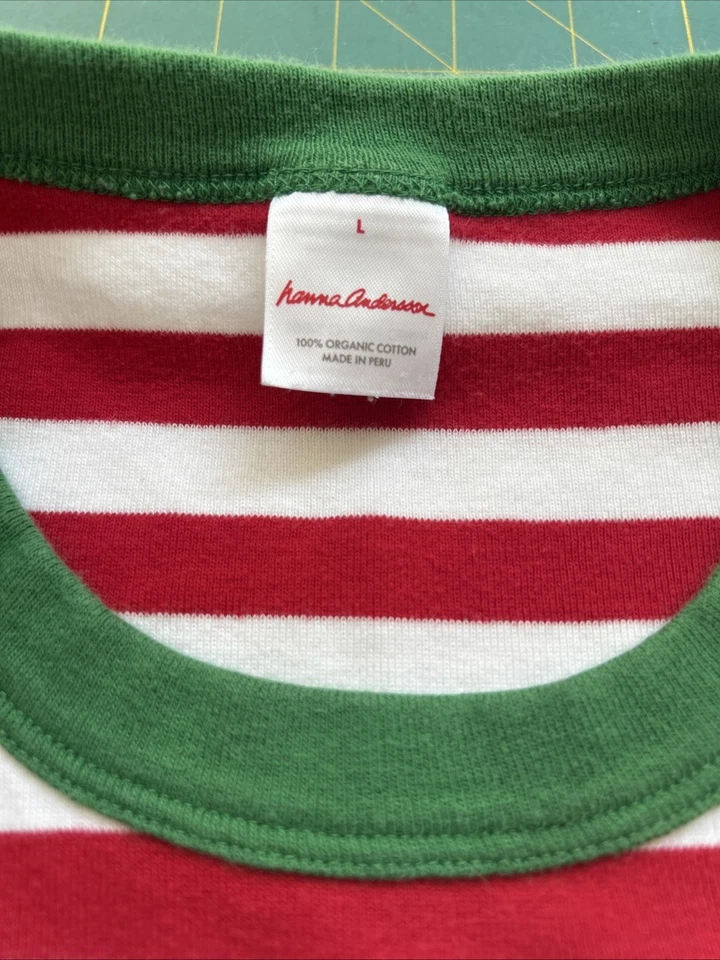 Hanna Andersson Very Merry Red Stripe Adult Unisex Christmas PJs Top L/Bottom L - Image 2 of 4