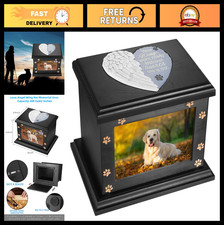 Large Wooden Pet Memorial Urn for Dogs Cats with Photo Frame - Keepsake Ashes