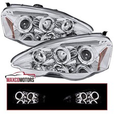 Projector Headlights Fits 2002-2004 Acura Rsx Led Halo Clear Lamps Lr 02-04