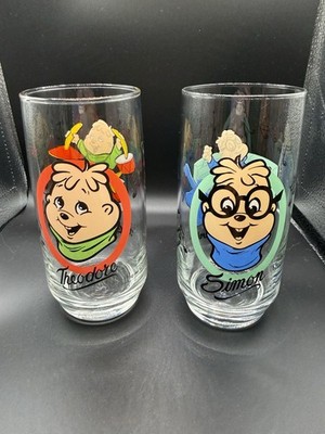 Vintage VTG 1985 Alvin & the Chipmunks Glass Set Theodore Simon 80s Tumblers