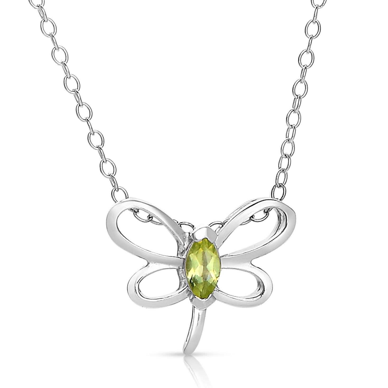 Mini Butterfly Necklace With Genuine Stone