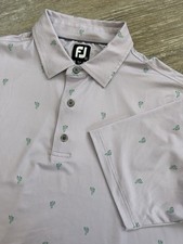 Footjoy Polo Shirt Stretch Lisle Performance Cactus AOP Pattern Lavender XL Mens