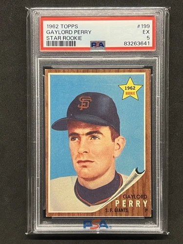 1962 Topps #199 GAYLORD PERRY Rookie RC San Francisco Giants HOF PSA 5 EX