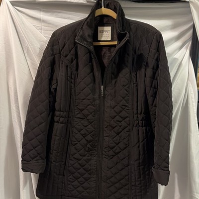 Esprit Women s Quilted Jacket XL Black Lightweight Zip Front Classic