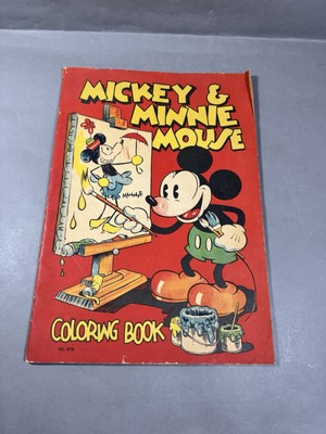 Rare Vintage 1933 Mickey & Minnie Mouse Coloring Book Saafield #979