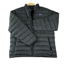 Patagonia Down Sweater Jacket Kids L 12 Black Puffer Quilted Full Zip Outdoor