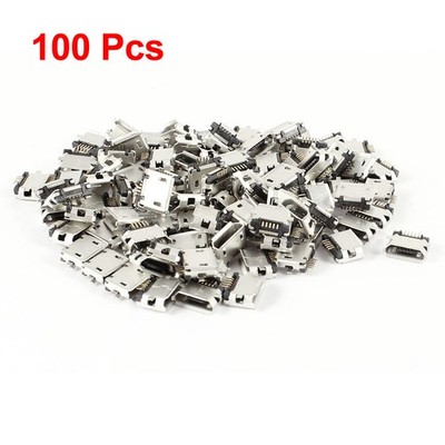 Cell Phone Type B Micro USB Female Mount 5 Pin Jack Port Socket 100 Pcs