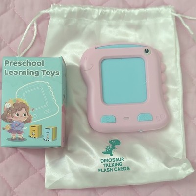 Dinosaur Talking Flash Cards Preschool Learning Set Pink Reader USB Cable Bag