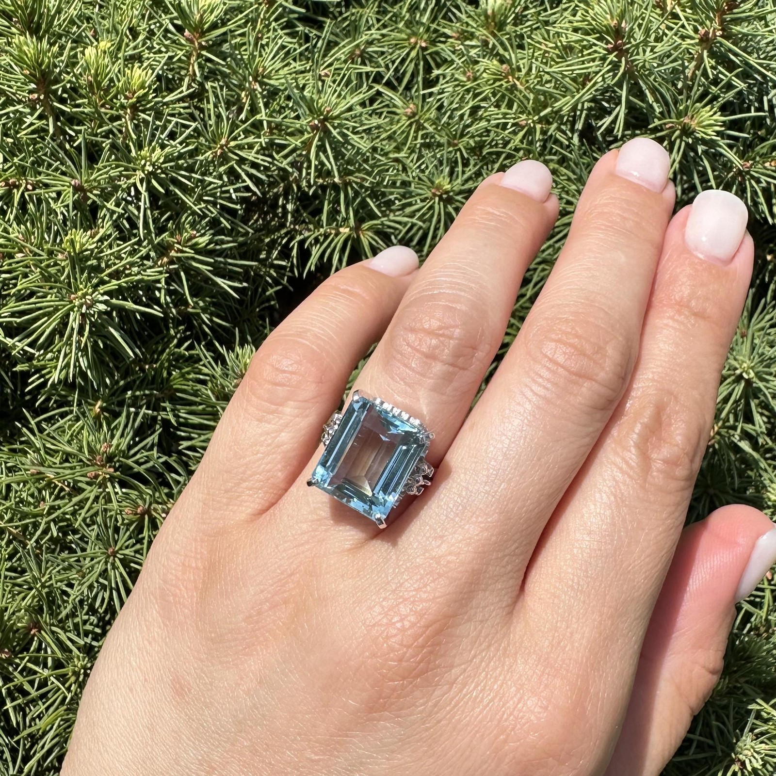 Vintage Platinum Nice 8ct Rectangular Step Cut Aq… - image 10