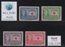 WC1_30381. ECUADOR. Valuable 1945 RED CROSS air set. Sc. C131-C134. MNH