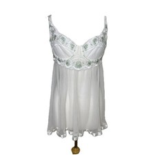 Vintage Y2K Victoria's Secret Sheer White Slip Nightie, Satin Trim, Bridal, 34C