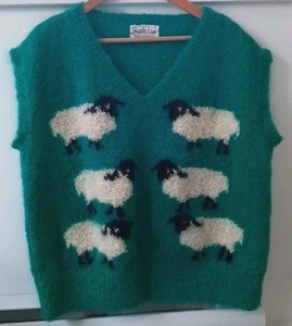 Pull En Mohair Susie Lee - Motif Paysage, Couleur Parme, Taille M, Occasion En Très Bon état