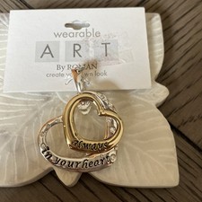 Wearable art by Roman pendant always in my heart two hearts magnetic closure