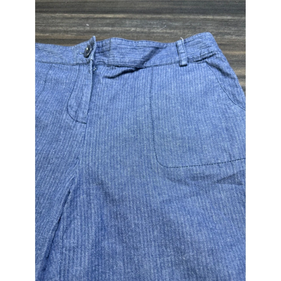 Pantalones cortos para mujer August Silk Options Culottes mezcla de lino azul a rayas talla 10 Foto 2 de 4