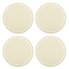 4Pcs Wooden Basket Bottom, 4.92" Round Blank Natural Wood Base Crochet Basket