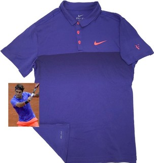 Mens Nike Federer Tennis polo shirt L French Open Paris 2015 purple