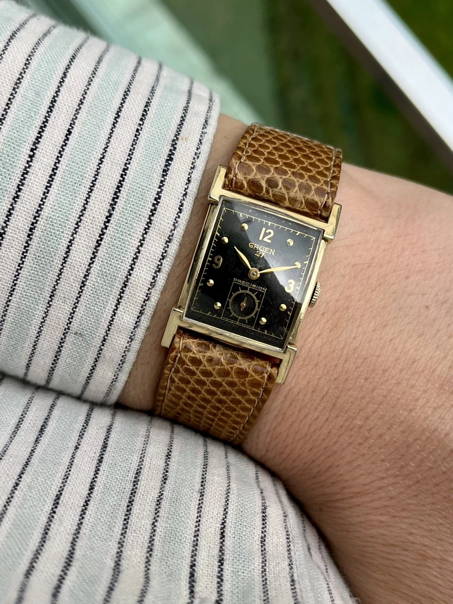 Gruen Vintage Precision Gold-Tone Rectangular Wristwatch 19k GF Gruen Tank Watch Women 27mm Gold Dial Gold Tone Rectangle  main image 2