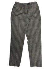 Harve Benard Women's Gray Striped 100 Wool Dress Pants Pockets Size 10