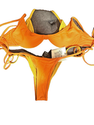 SAME Bikini two piece Double Layer Penny Orange and Gold size M NWT