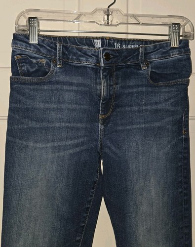 GAP SUPER SKINNY Blue Stretch Denim Adjustable Waist Jeans. Girls 16 - Picture 3 of 7