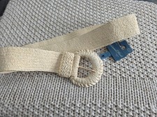 Universal Thread Women's size Med Ivory Wide Covered Buckle Woven Braided Belt